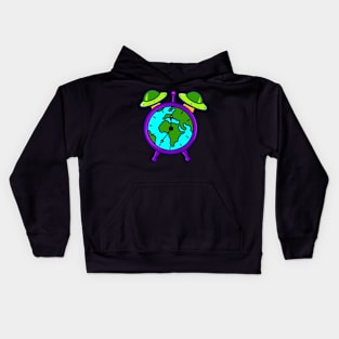 alien alarm clock invaders Kids Hoodie